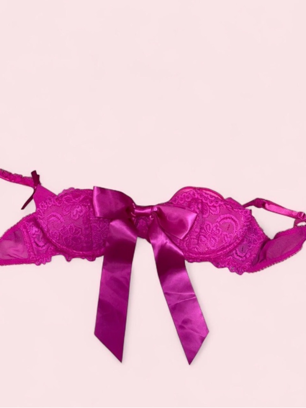 La SENZA Fuchsia Lace Underwire Bra with Satin Bow
